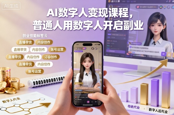 AI数字人变现课程,普通人用数字人开启副业-紫橙网创项目网