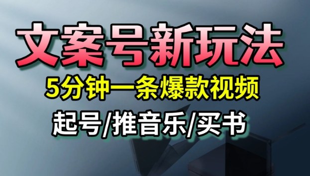 文案号新玩法,5分钟一条爆款视频,流量高,起号快,多方位变现-紫橙网创项目网
