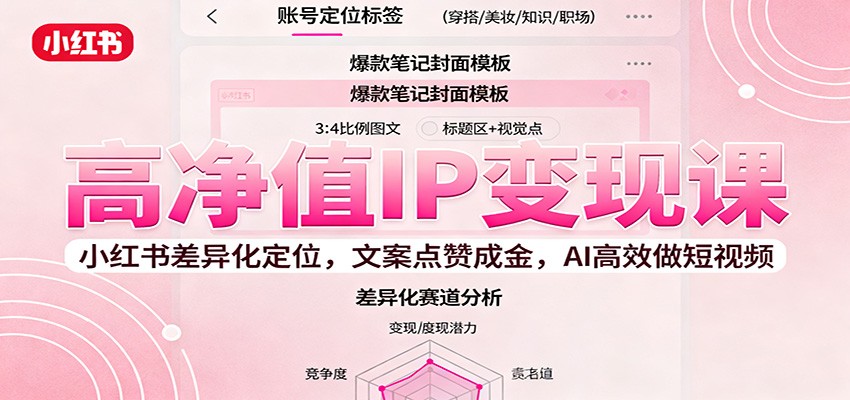 高净值IP变现课:小红书差异化定位,文案点赞成金, AI高效做短视频-紫橙网创项目网