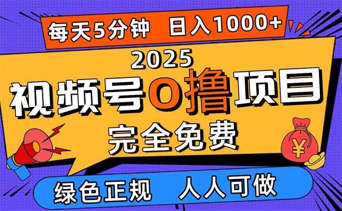2025视频号0撸项目,5分钟一个号,日入1000+,人人可做-紫橙网创项目网