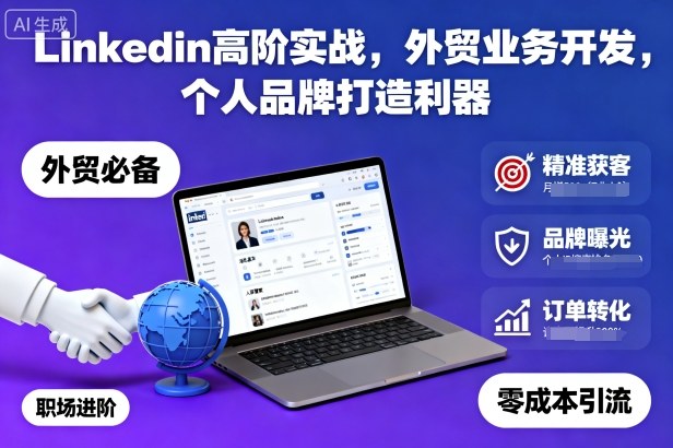 Linkedin高阶实战,外贸业务开发,个人品牌打造利器-紫橙网创项目网