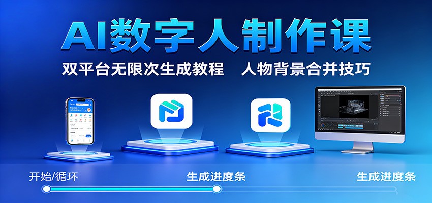 AI数字人制作课:双平台无限次生成教程,人物背景合并技巧-紫橙网创项目网