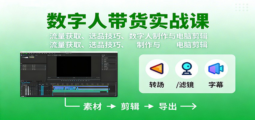 数字人变现实战课:流量获取、选品技巧、数字人制作与电脑剪辑-紫橙网创项目网