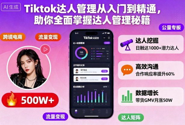 Tiktok达人管理从入门到精通,助你全面掌握达人管理秘籍-紫橙网创项目网