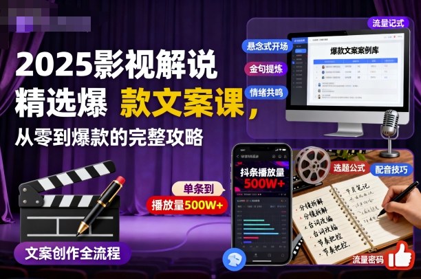 2025影视解说精选爆款文案课,从零到爆款的完整攻略-紫橙网创项目网