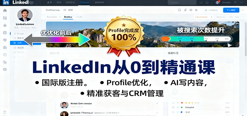LinkedIn从0到精通课:国际版注册,Profile优化,AI写内容,精准获客与CRM管理-紫橙网创项目网