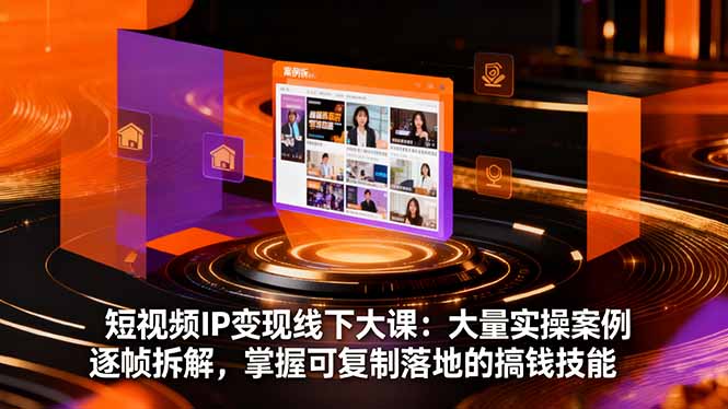 短视频IP变现线下大课:大量实操案例逐帧拆解,掌握可复制落地的搞钱技能-紫橙网创项目网