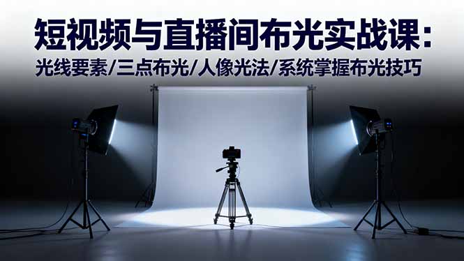 短视频与直播间布光实战课:光线要素/三点布光/人像光法/系统掌握布光技巧-紫橙网创项目网