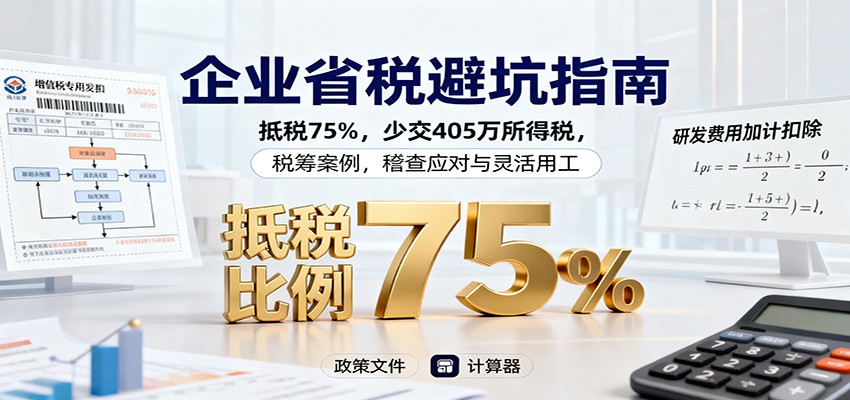 企业省税避坑指南:抵税75%,少交405万所得税,税筹案例,稽查应对与灵活用工-紫橙网创项目网