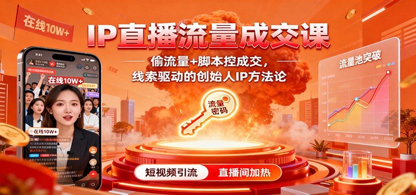 IP直播流量成交课:偷流量+脚本控成交,线索驱动的创始人IP方法论-紫橙网创项目网