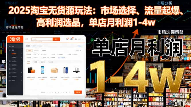 2025淘宝无货源玩法：市场选择、流量起爆、高利润选品，单店月利润1-4w-紫橙网创项目网