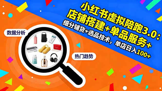 小红书虚拟陪跑3.0：店铺搭建+单品服务+细分铺货+选品技术，单店日入100+ - 中创网