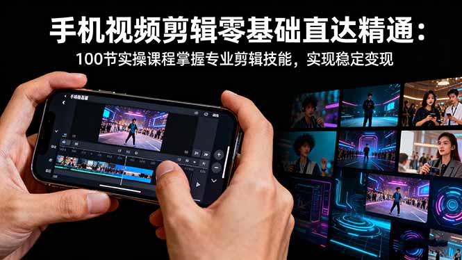 手机视频剪辑零基础直达精通:100节实操课程掌握专业剪辑技能,实现稳...-紫橙网创项目网