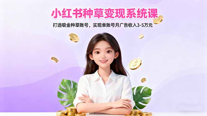 小红书种草变现系统课:打造吸金种草账号,实现单账号月广告收入3-5万元-紫橙网创项目网