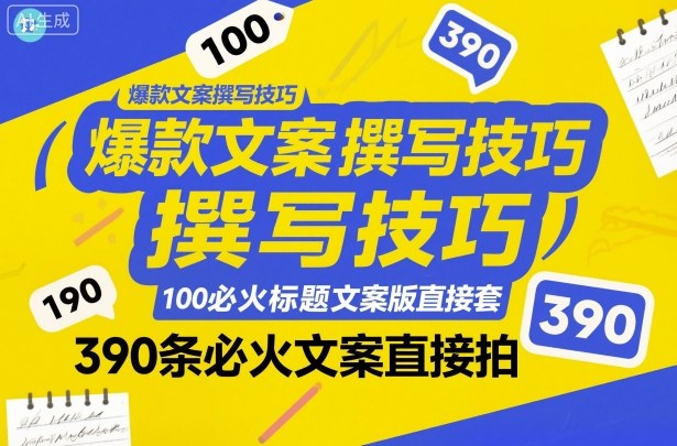 爆款文案撰写技巧,100个必火标题文案模版直接套,390条必火文案直接拍-紫橙网创项目网