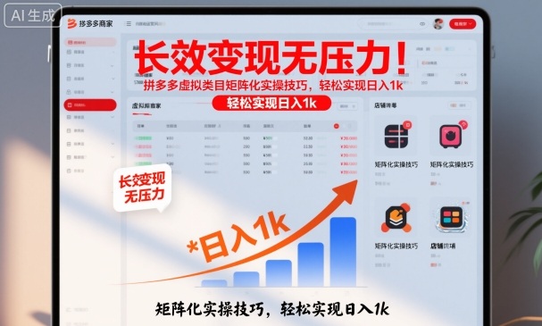 长效变现无压力!拼多多虚拟类目矩阵化实操技巧,轻松实现日入1k-紫橙网创项目网