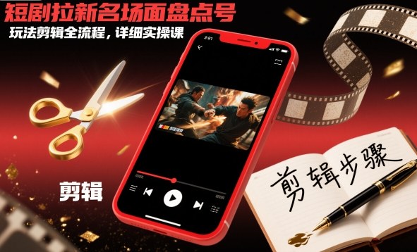 短剧拉新名场面盘点号玩法剪辑全流程，详细实操课 - 冒泡网赚
