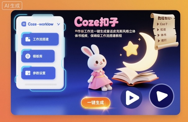 Coze扣子工作流一键生成童话皮克斯风格立体书视频，保姆级工作流搭建教程-紫橙网创项目网