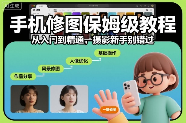 手机修图保姆级教程，从入门到精通，摄影新手别错过-紫橙网创项目网