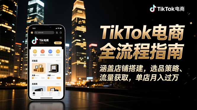 TikTok电商全流程指南，涵盖店铺搭建、选品策略、流量获取，单店月入过万-紫橙网创项目网