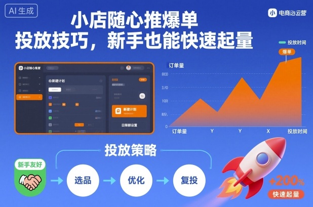 小店随心推爆单投放技巧，新手也能快速起量-紫橙网创项目网