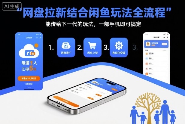网盘拉新结合闲鱼玩法全流程，能传给下一代的玩法，一部手机即可搞定（附入口渠道以及实操教程）-紫橙网创项目网