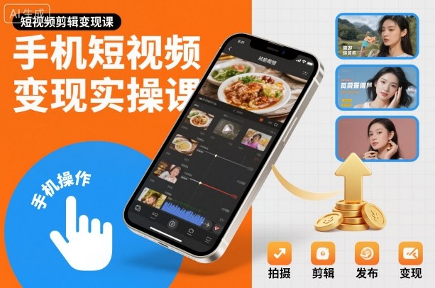 手机短视频变现实操课，短视频剪辑变现课-紫橙网创项目网