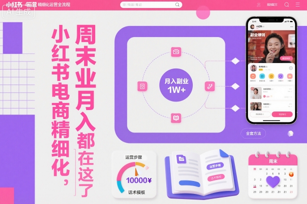 小红书电商精细化运营全流程，周末副业月入1W+，全套方法都在这了-紫橙网创项目网