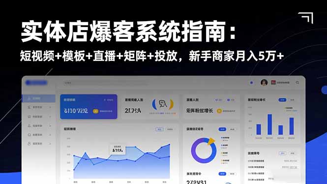实体店爆客系统指南：短视频+模板+直播+矩阵+投放，新手商家月入5万+-紫橙网创项目网