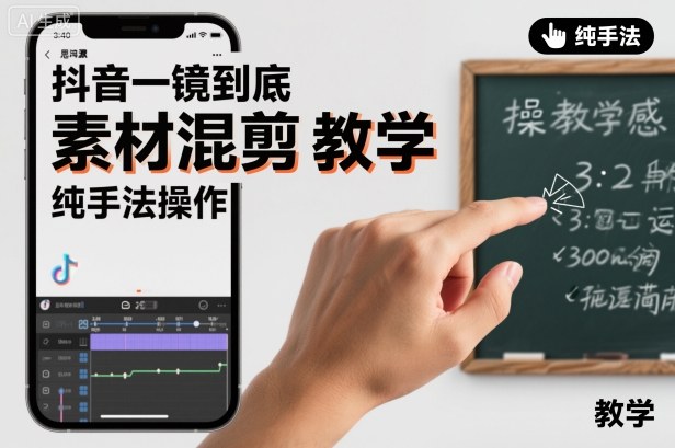 抖音一镜到底素材混剪教学，纯手法操作-紫橙网创项目网