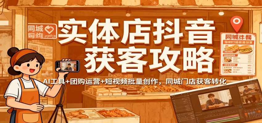 实体店抖音获客攻略：AI工具+团购运营+短视频批量创作，同城门店获客转化 - 福缘创业网