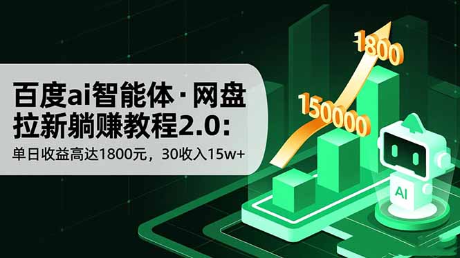 百度ai智能体·网盘拉新躺赚教程2.0：单日收益高达1800元，30收入15w+ - 中创网