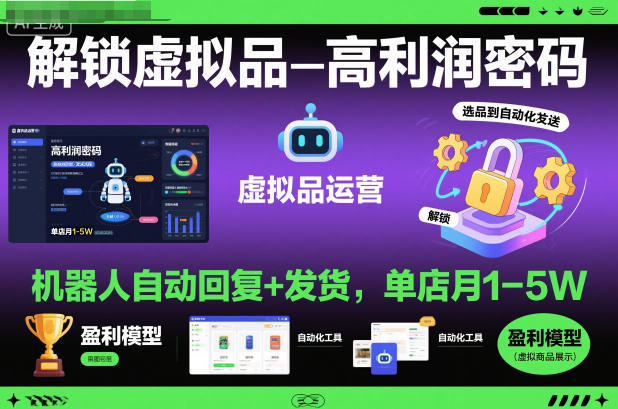 解锁虚拟品高利润密码:机器人自动回复+发货,单店月1-5W-紫橙网创项目网