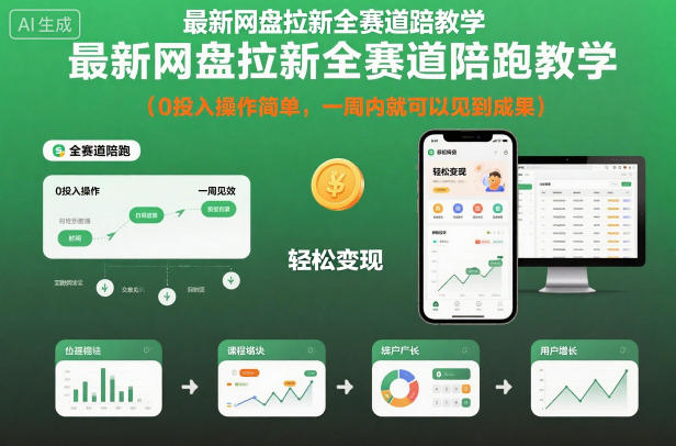 最新网盘拉新全赛道陪跑教学,0投入操作简单,一周内就可以见到成果-紫橙网创项目网