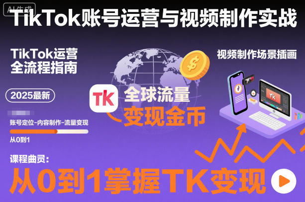 2025最新TikTok账号运营与视频制作实战全流程,从0到1掌握TK变现(含11月最新TK搬运技术)-紫橙网创项目网
