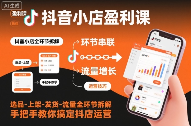 抖音小店盈利课-选品-上架-发货-流量全环节拆解,手把手教你搞定抖店运营-紫橙网创项目网