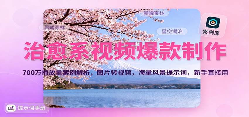 治愈系视频爆款制作，700万播放量案例解析，图片转视频，海量风景提示词，新手直接用-紫橙网创项目网