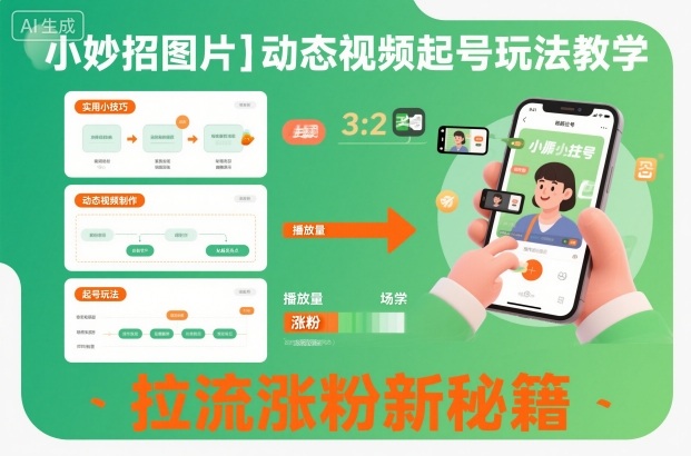 小妙招图片＋动态视频起号玩法教学，拉流涨粉新秘籍-紫橙网创项目网