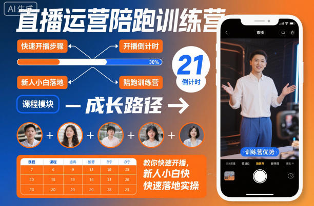 直播运营陪跑训练营，教你快速开播，新人小白快速落地实操-紫橙网创项目网