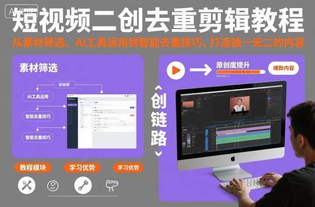 短视频二创去重剪辑教程，从素材筛选、AI工具运用到智能去重技巧，打造独一无二的内容 - 冒泡网赚