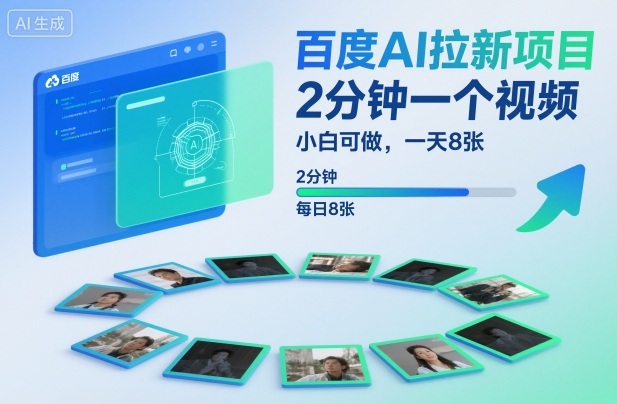 百度AI拉新项目，2分钟一个视频，小白可做，一天8张【附案例+保姆级教程】-紫橙网创项目网