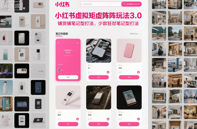 小红书虚拟矩阵玩法3.0,铺货铺笔记型打法,少款狂怼笔记型打法-紫橙网创项目网