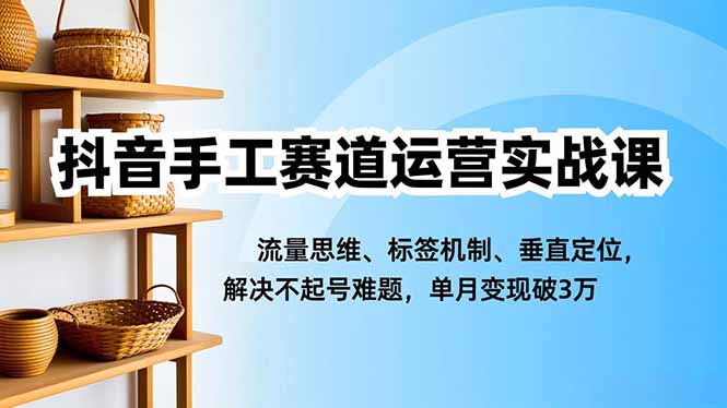 抖音手工赛道运营实战课,流量思维、标签机制、垂直定位,解决不起号难题,单月变现破3万-紫橙网创项目网