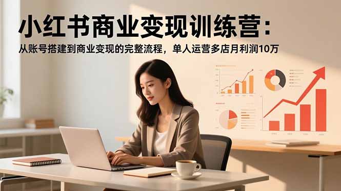 小红书商业变现训练营:从账号搭建到商业变现的完整流程,单人运营多店月利润10万-紫橙网创项目网
