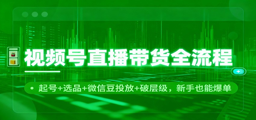视频号直播带货全流程：起号+选品+微信豆投放+破层级，新手也能爆单-紫橙网创项目网