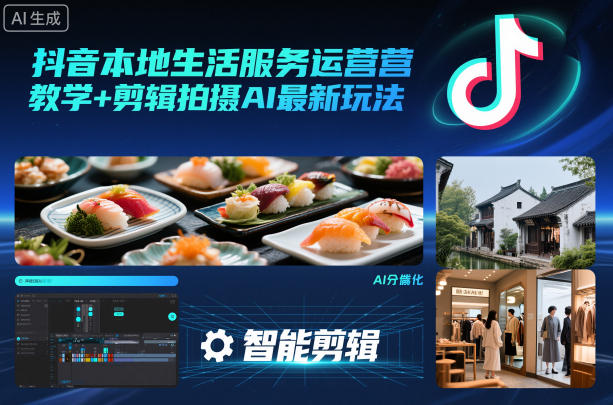 抖音本地生活服务运营教学+剪辑拍摄AI最新玩法 - 冒泡网赚