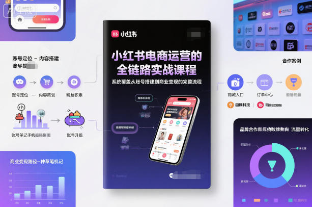 小红书电商运营的全链路实战课程,系统覆盖从账号搭建到商业变现的完整流程-紫橙网创项目网