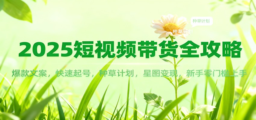 2025短视频带货全攻略:爆款文案,快速起号,种草计划,星图变现,新手零门槛上手-紫橙网创项目网