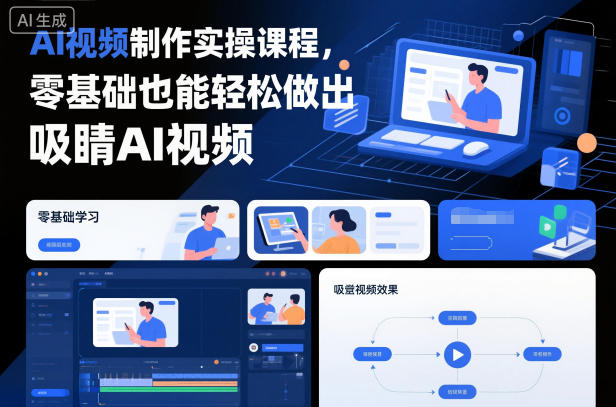 AI视频制作实操课程，零基础也能轻松做出吸睛AI视频-紫橙网创项目网