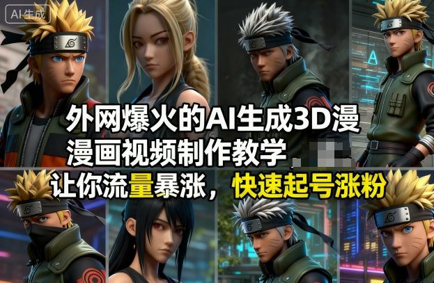 外网爆火的AI生成3D漫画视频制作教学，让你流量暴涨，快速起号涨粉！-紫橙网创项目网